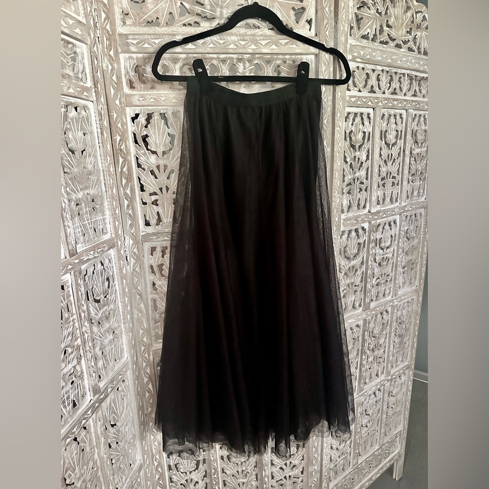 CLEAROUT Black A-Line Maxi Tulle Skirt